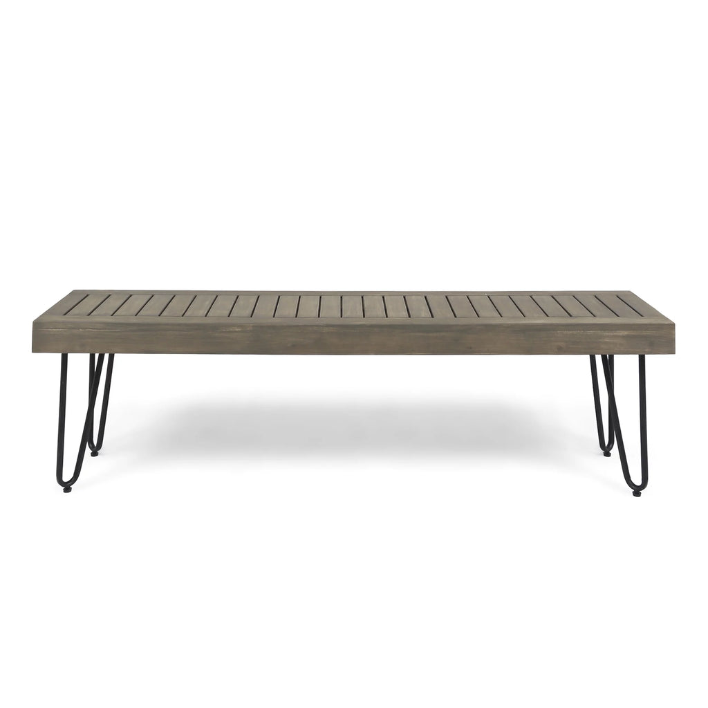 Grey Acacia Wood and Metal Bench P5815