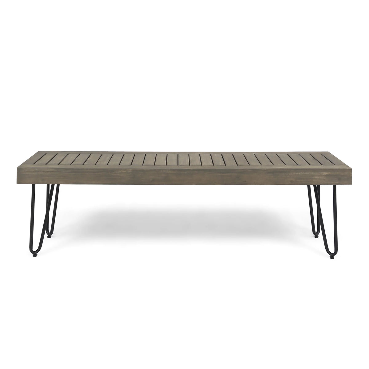 Grey Acacia Wood and Metal Bench P5815