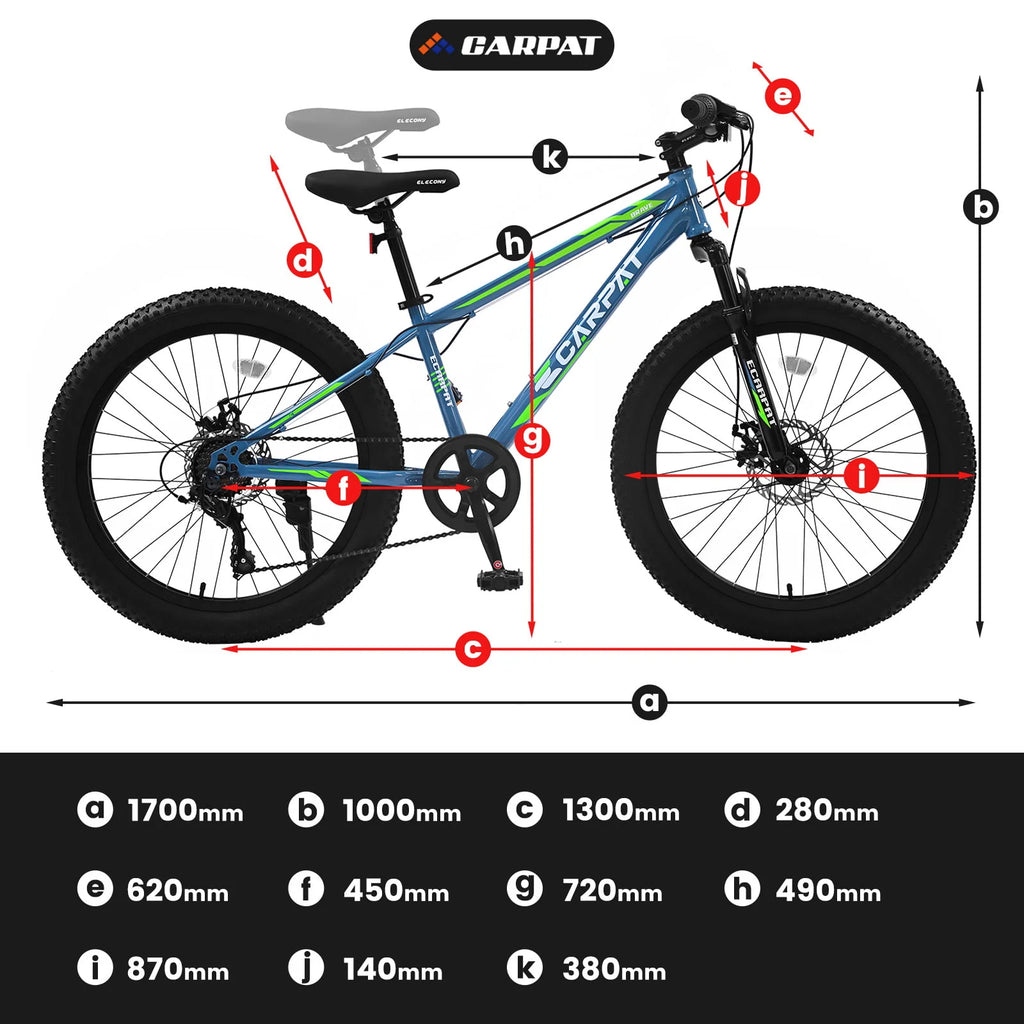 Green 24 inch Fat Tire Mountain Bike W574811