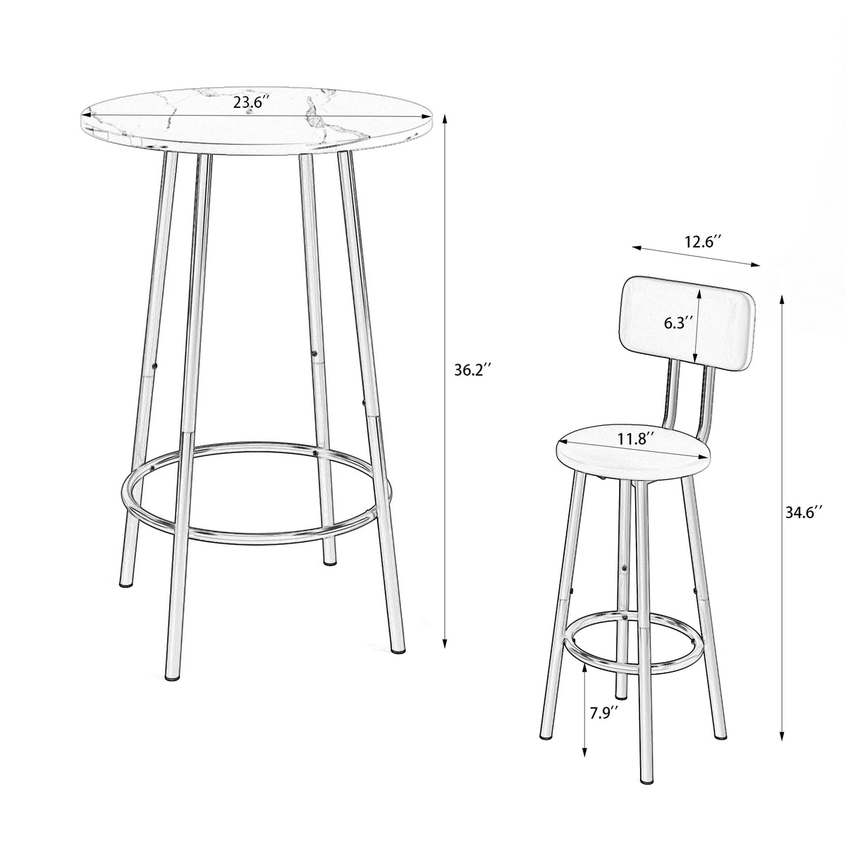 Bar Table with 2 Bar Stools A571028