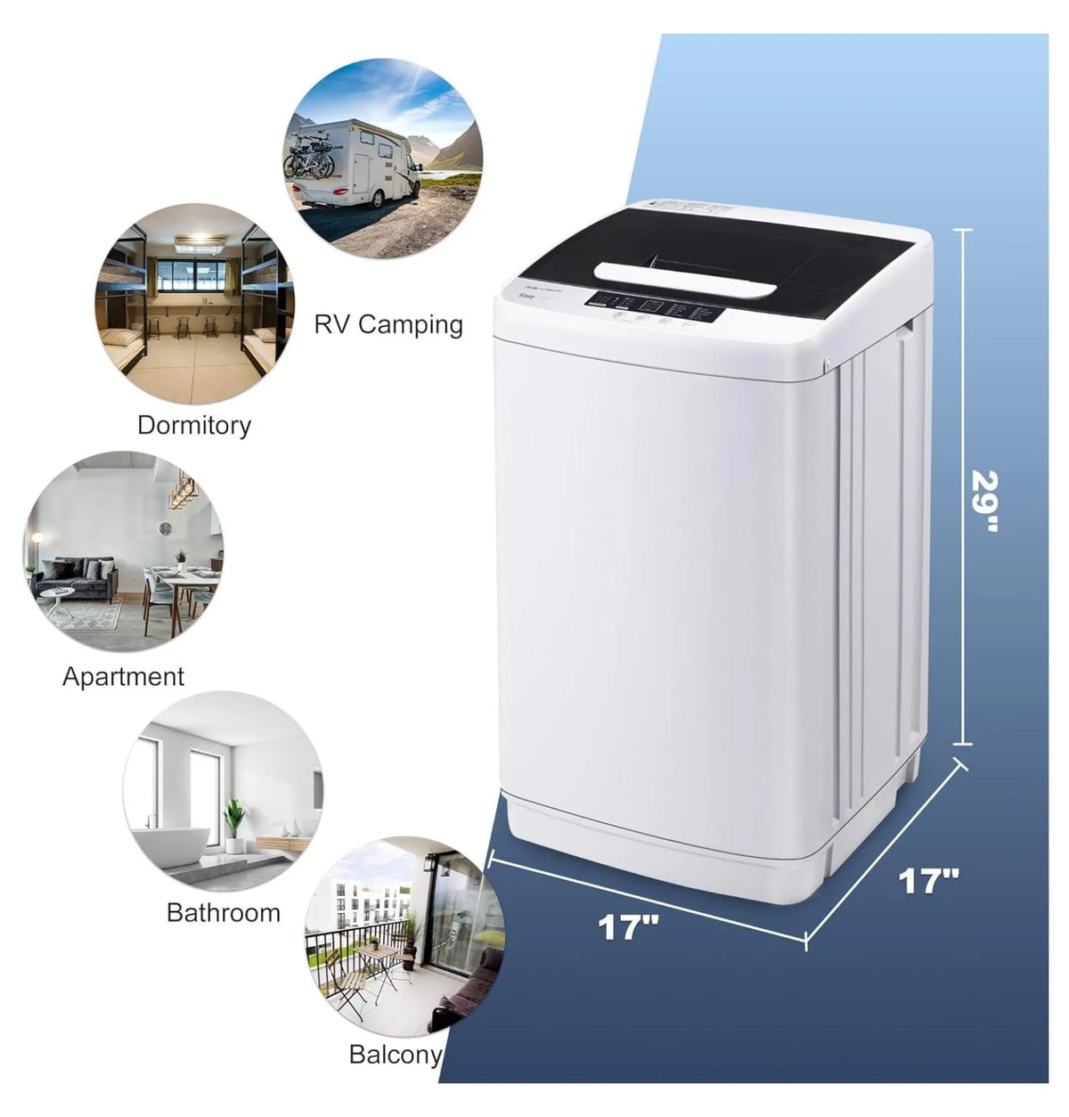 1.34 Cu.Ft Full Automatic Washer and Dryer Combo with Drain Pump M92936