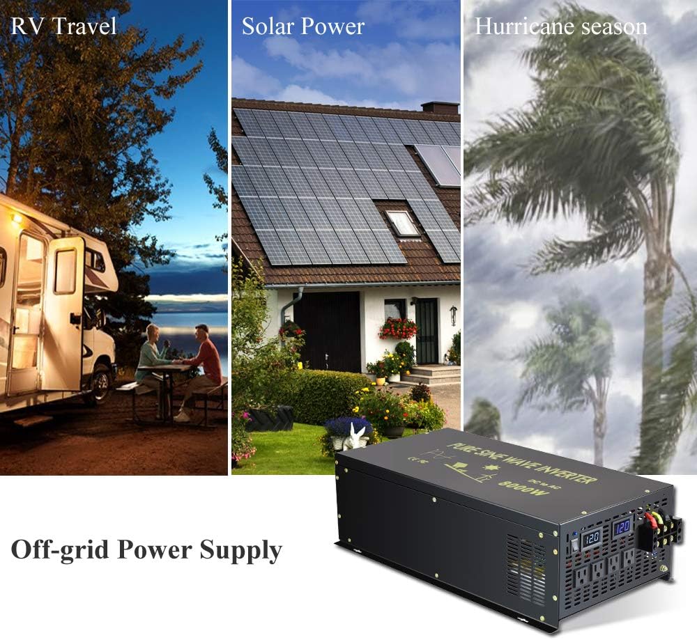 8000 Watt Pure Sine Wave Inverter 12V DC to 120V AC N614551