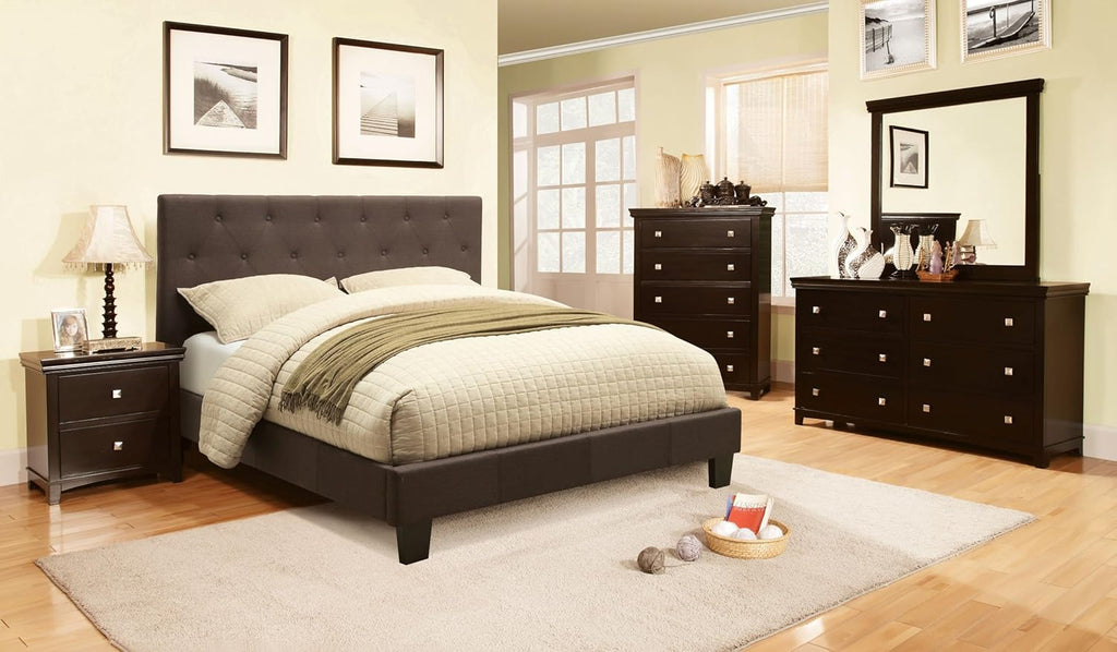 King Tufted Platform Bed in Gray A329541