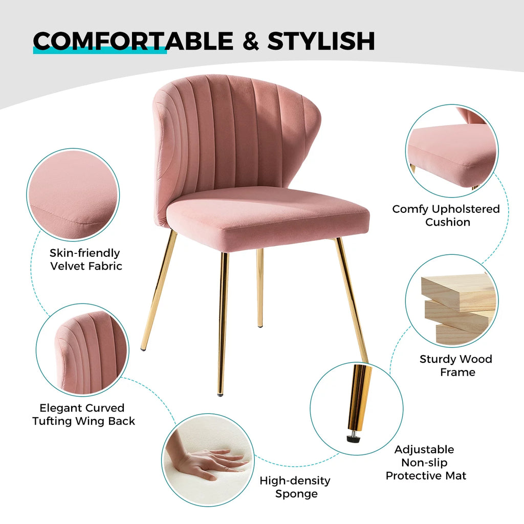 Pink Velvet Upholstered Accent Side Chair S7015