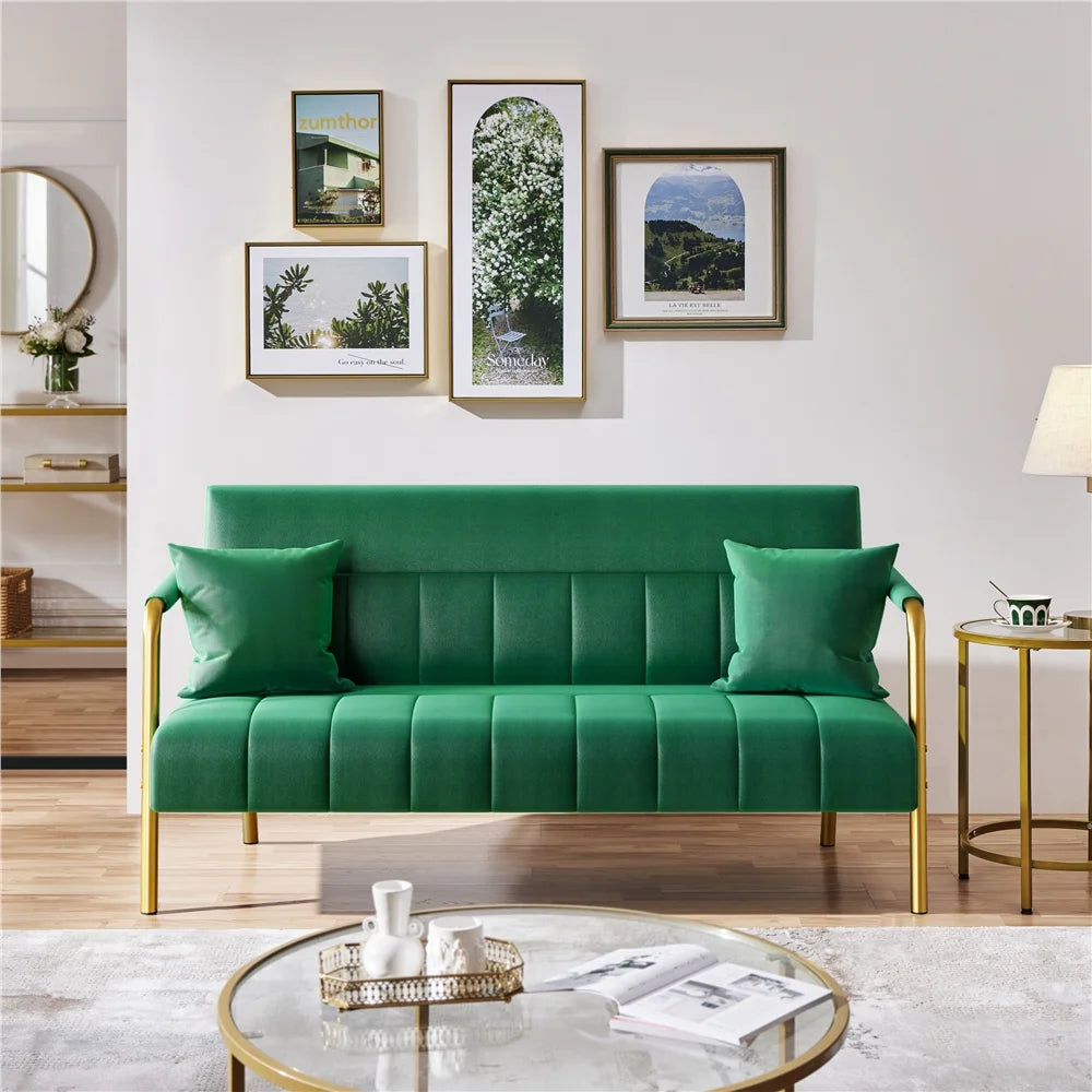 Light Gray Upholstered Sofa Couch with 2 Pillows R444