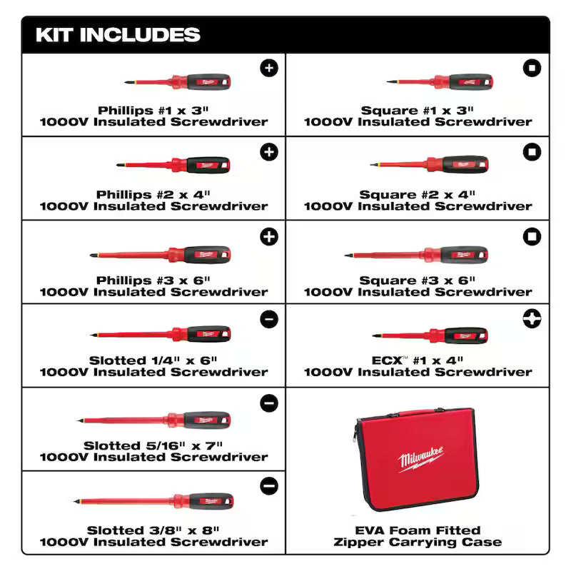 1000V Insulated Screwdriver Set 10-Piece X639838