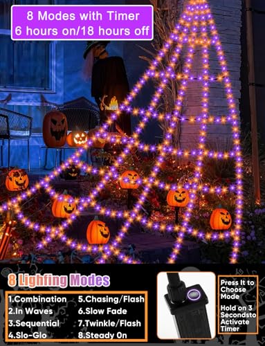 Halloween Decorations Lights with 4ft Spider, 8 Modes, Waterproof R16620