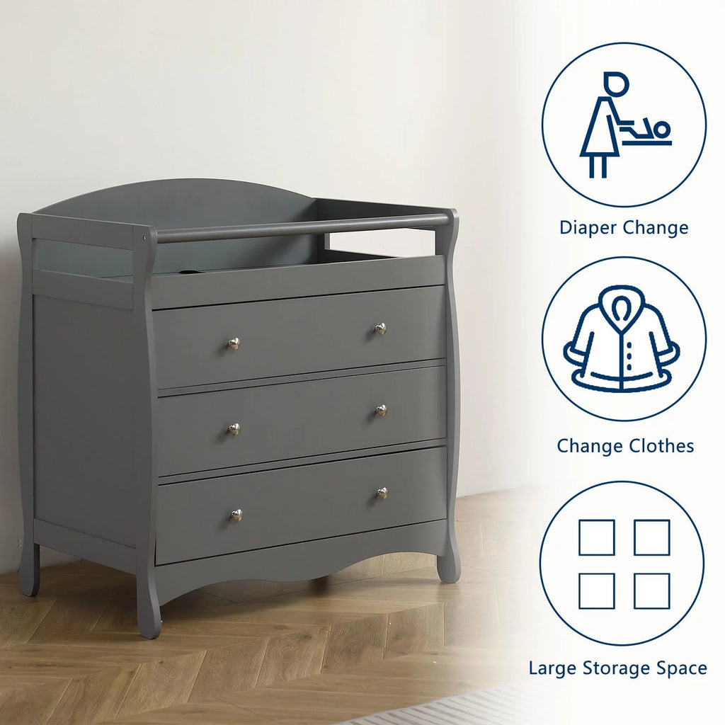 Gray 3 Drawer Changing Dresser X16379