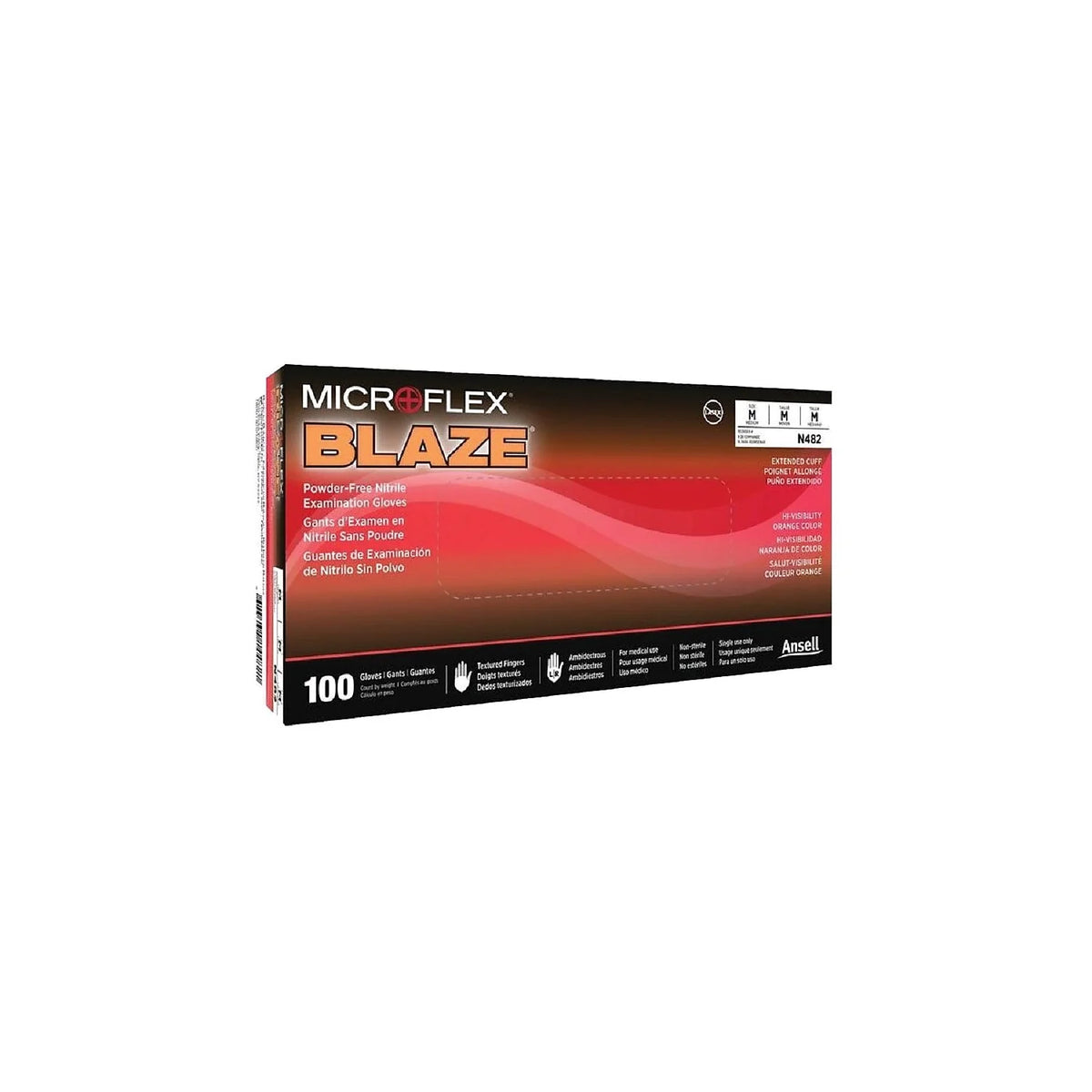 Hi-Viz Orange Nitrile Exam Gloves Powder-Free Size Medium 100/BX R79008