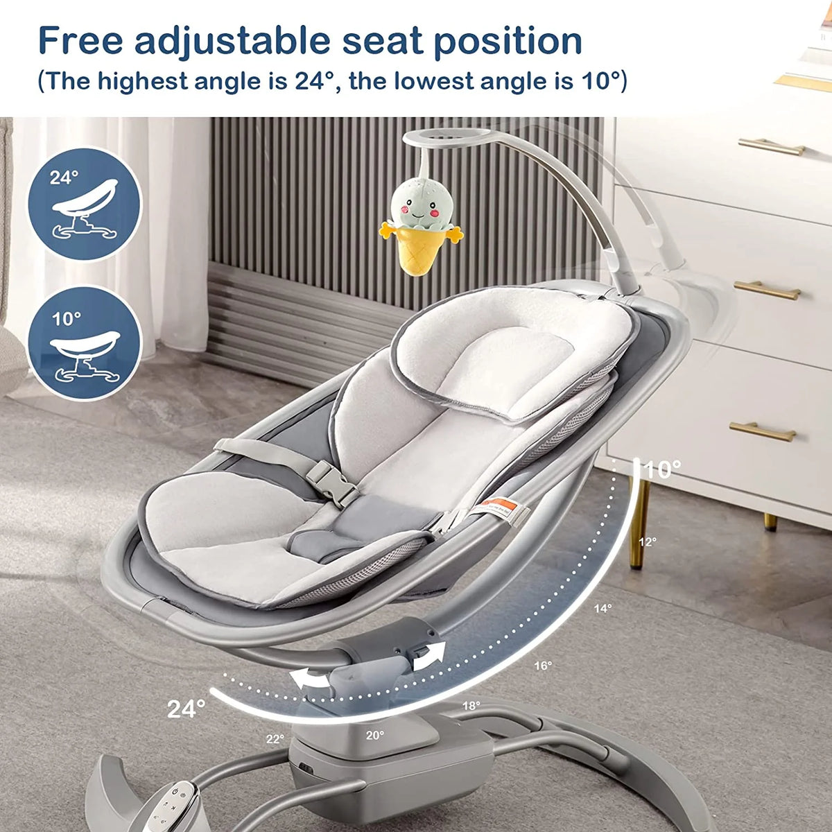 Portable Baby Swing with 3 Speeds Music Remote Control A904