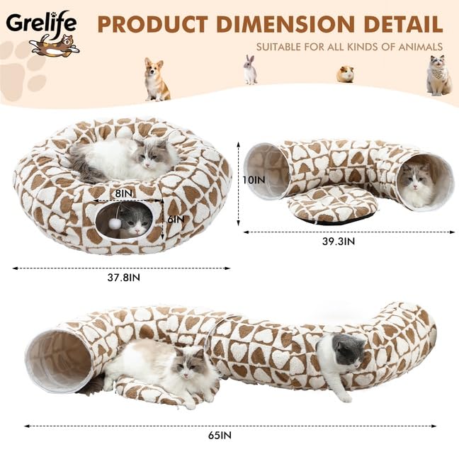 Cat Tunnel Bed with Plush Cushion N275098