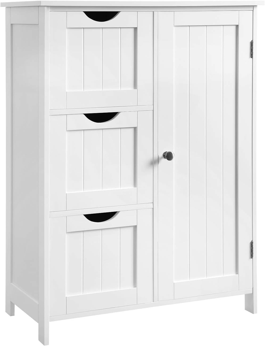White Bathroom Storage Cabinet with 3 Drawers and Adjustable Shelf U5540