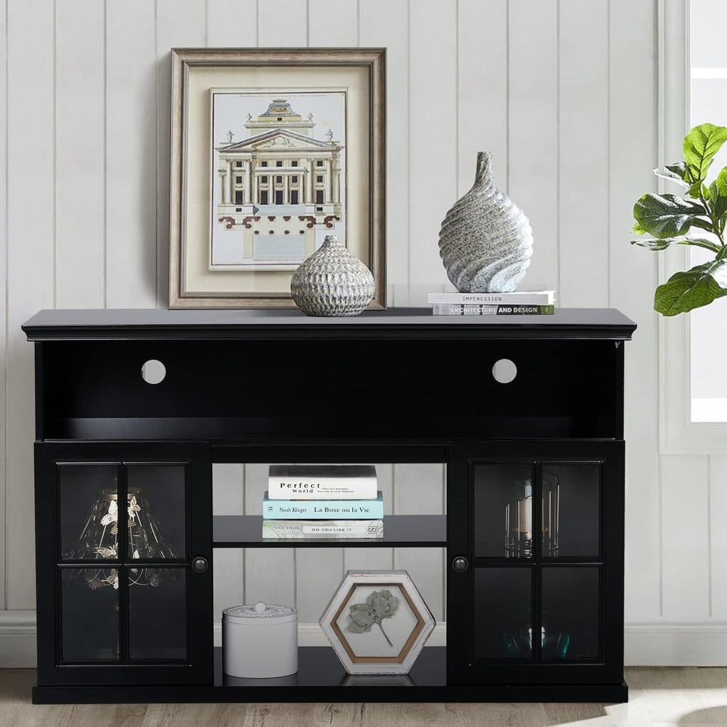 White Fireplace TV Stand with Adjustable Shelves U3324