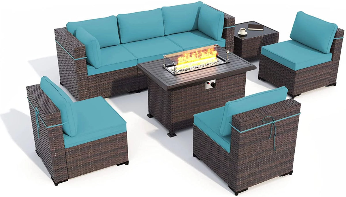 6 Piece Rattan Wicker Sectional Sofa Set N788