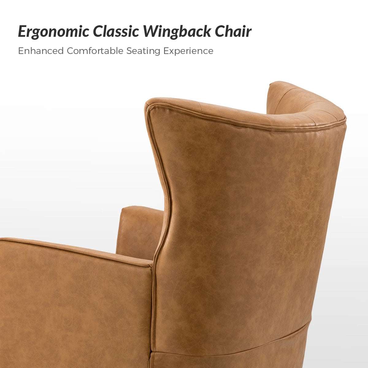 Faux Leather Upholstered Accent Chair with Solid Wood Legs Q933446