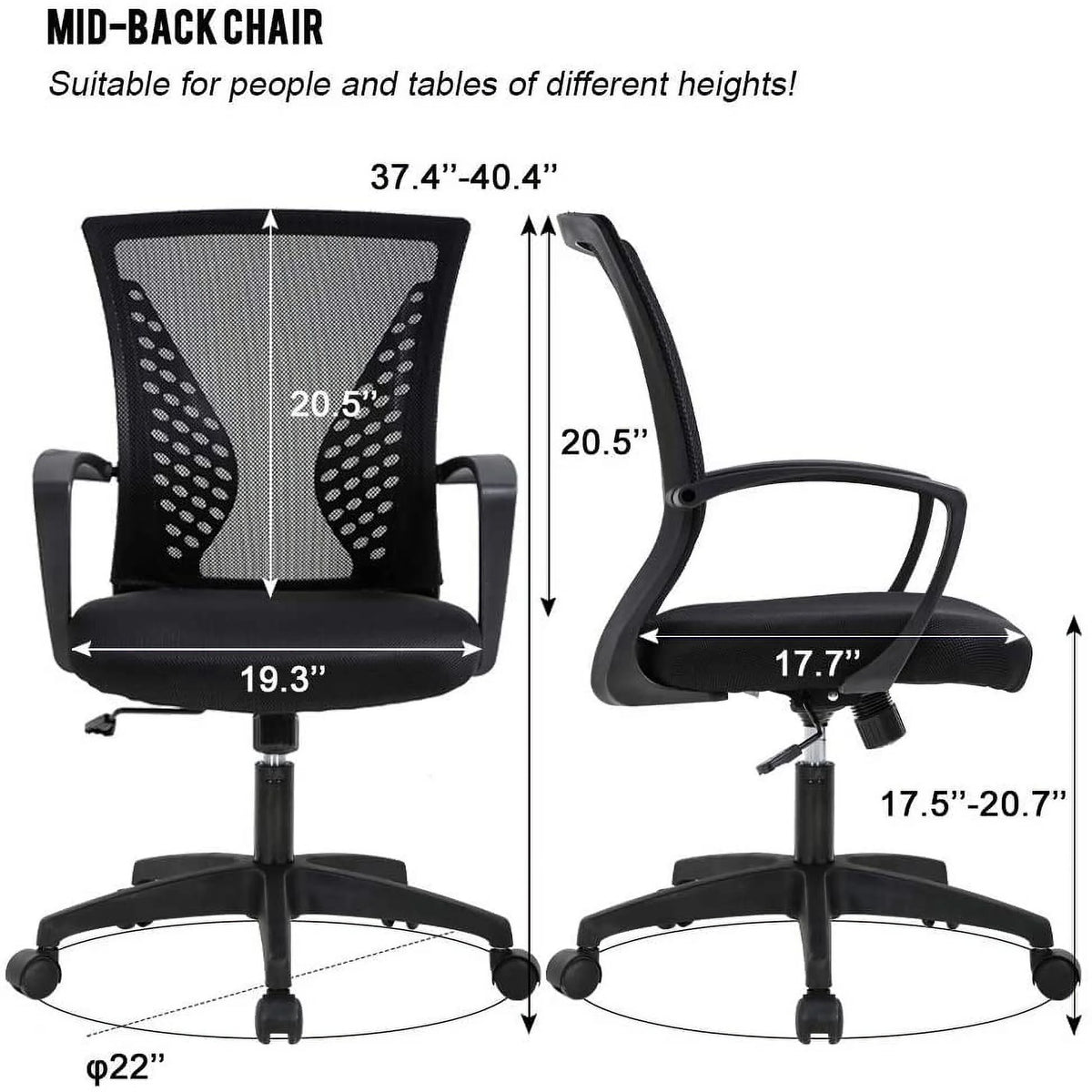 Black Ergonomic Mesh Office Chair with Lumbar Support W984591