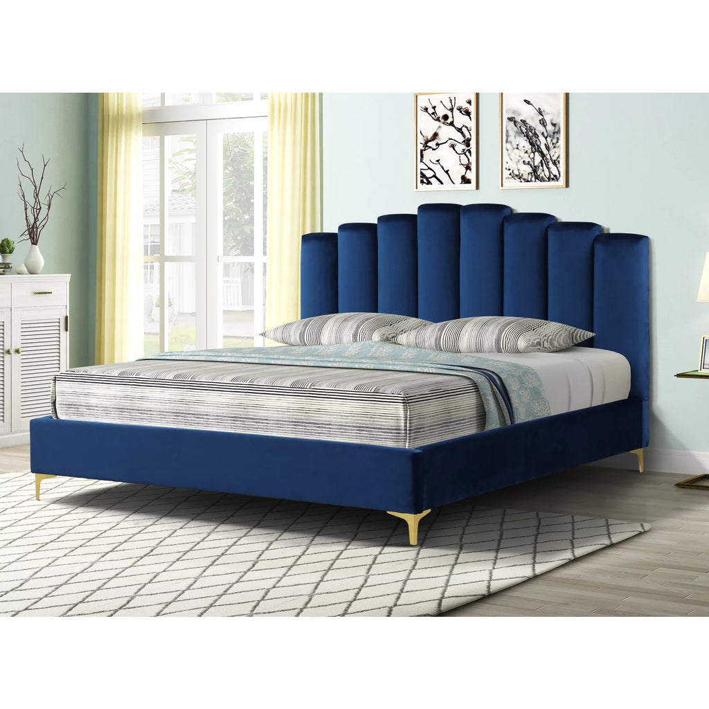 Blue Velvet Cali King Platform Bed T4411