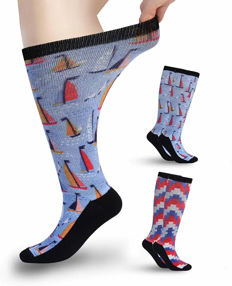Extra Wide Non Binding Socks for Women Men V5218