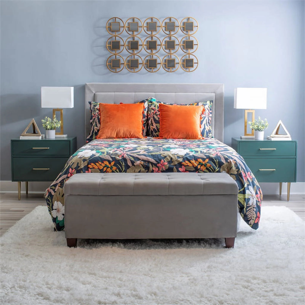Dark Green Two Drawer Wooden Nightstand A43514