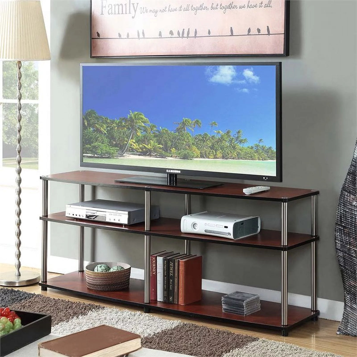 60" 3 Tier Cherry TV Stand N3144
