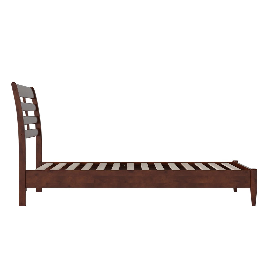 Twin Wood Low Profile Platform Bed in Walnut O320894