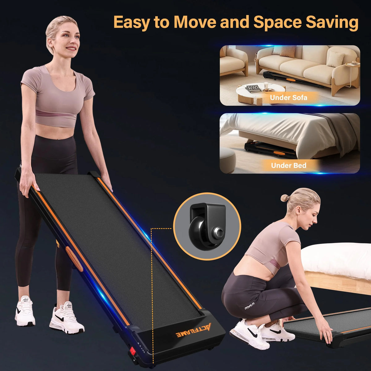 Incline Walking Pad Treadmill with LED Display and Remote Control, Black V906
