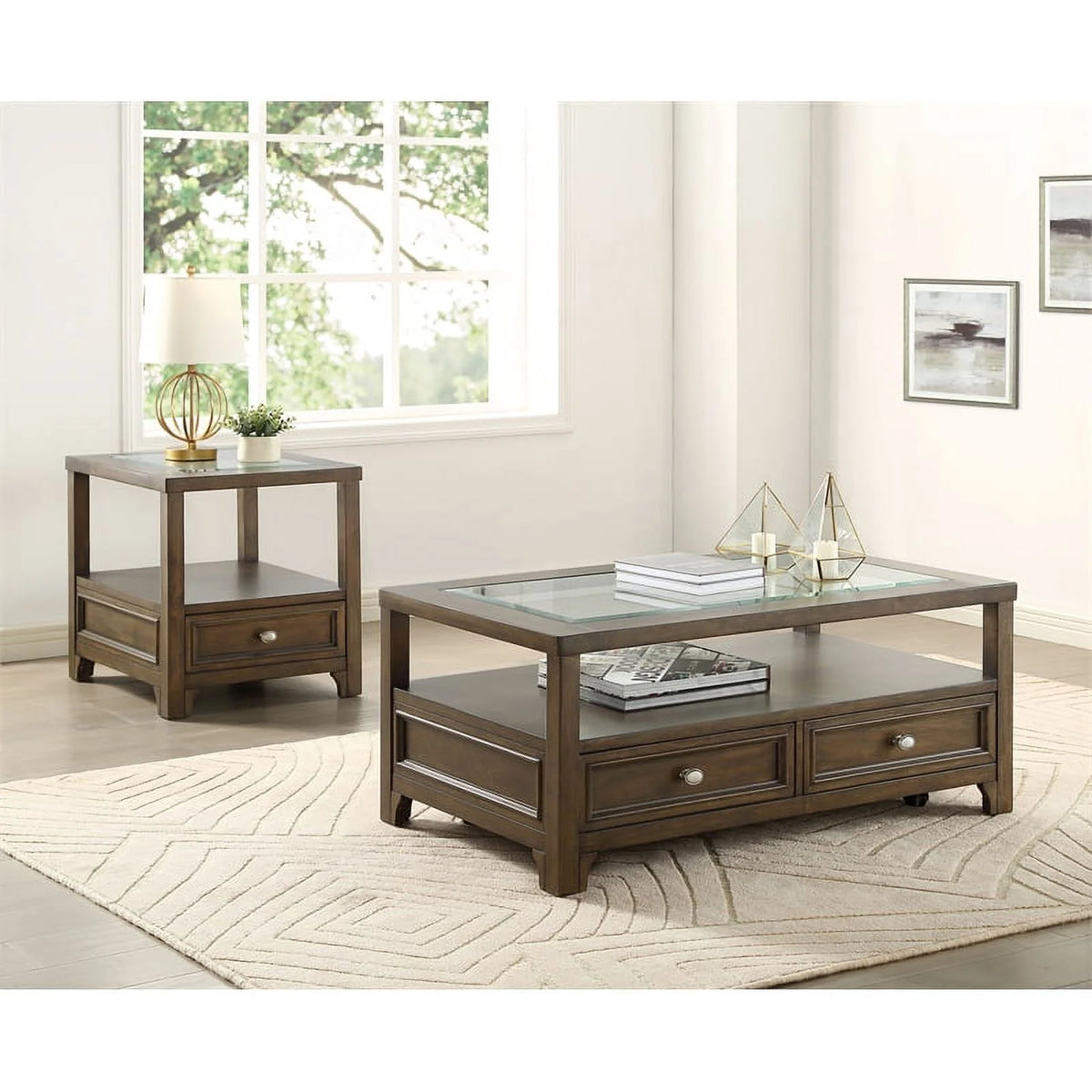 Wood 2 Drawer Coffee Table M5014
