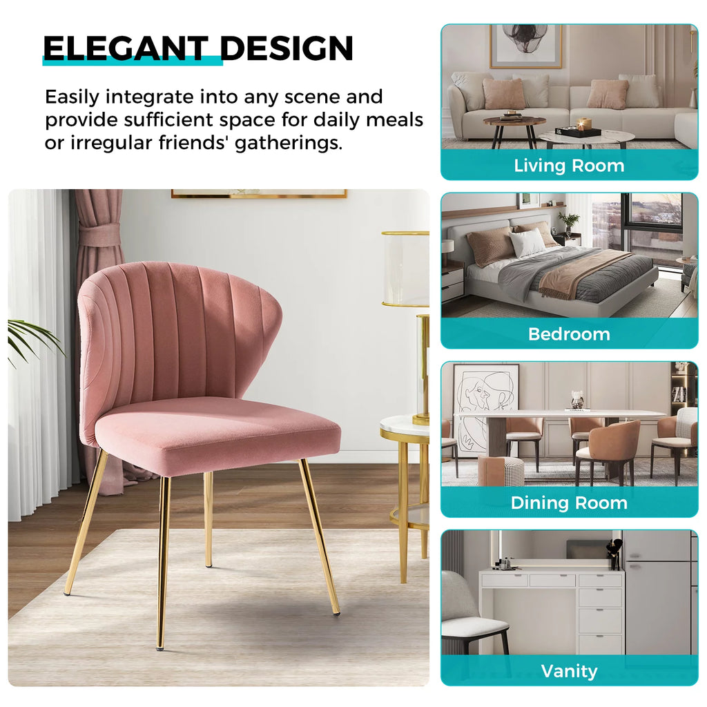 Pink Velvet Upholstered Accent Side Chair S7015