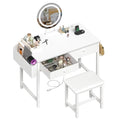 White Vanity Table Set with Mirror and Chair N68706