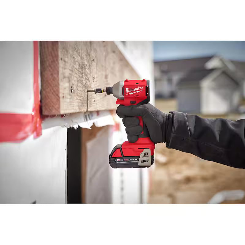 18V Lithium Ion Compact Brushless Cordless 1/4 in. Impact Driver Combo Kit with Screwdriver Bit Set B810565