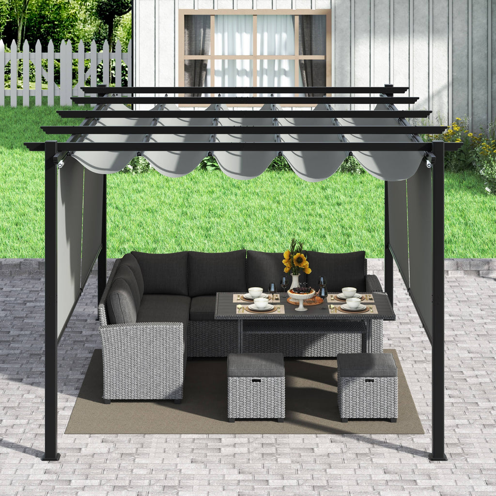 10x13 ft Aluminum Retractable Patio Canopy Pergola F825