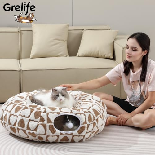 Cat Tunnel Bed with Plush Cushion N275098