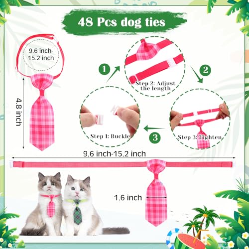108 Pcs Dog Bandanas Bow Tie Set Plaid Pattern Adjustable Washable Reversible M3004