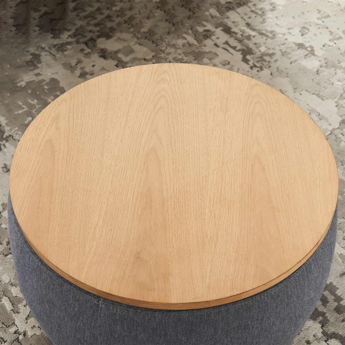 Dark Gray Round Storage Ottoman R6126