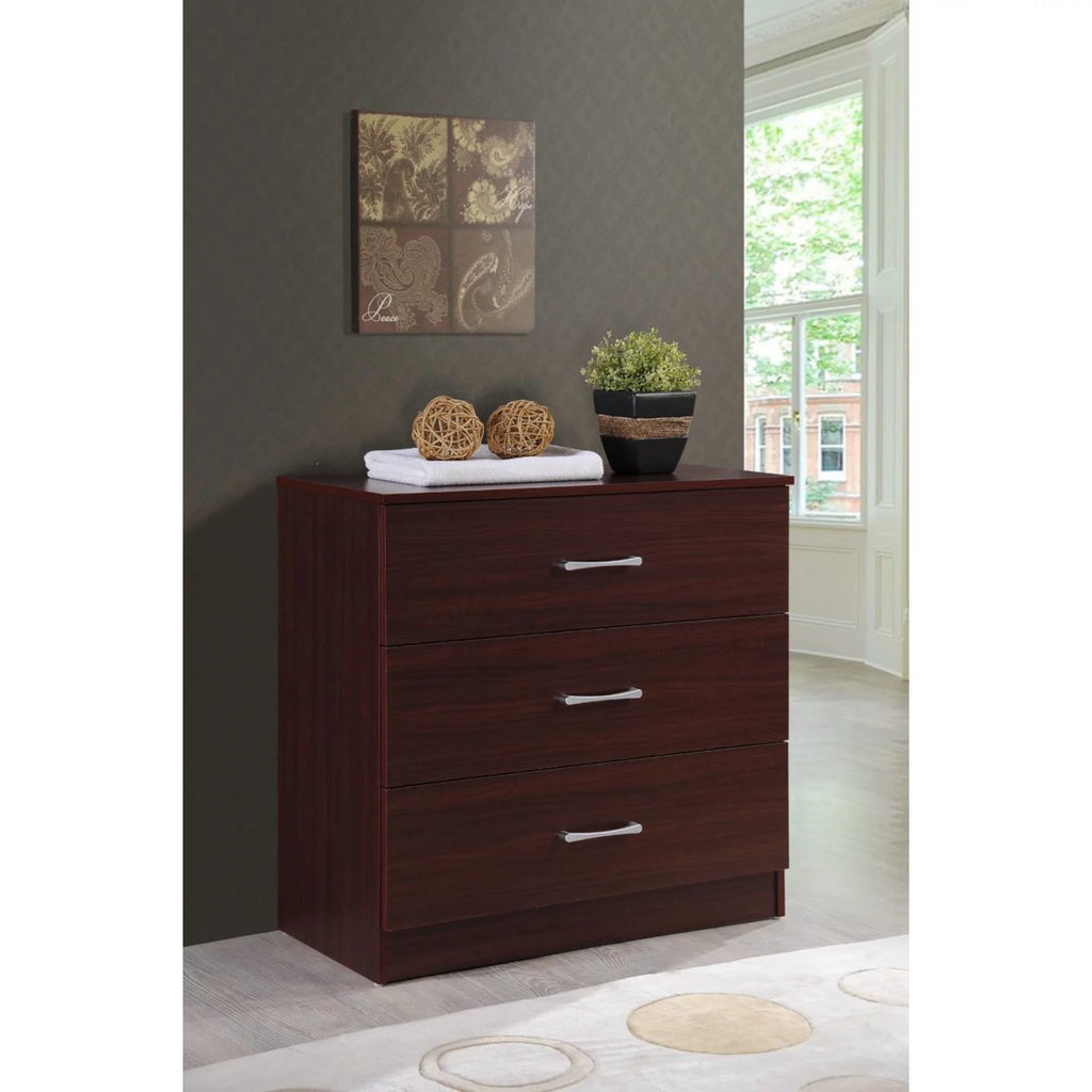Mahogany Brown 3 Storage Drawers Bedroom Chest Z916276