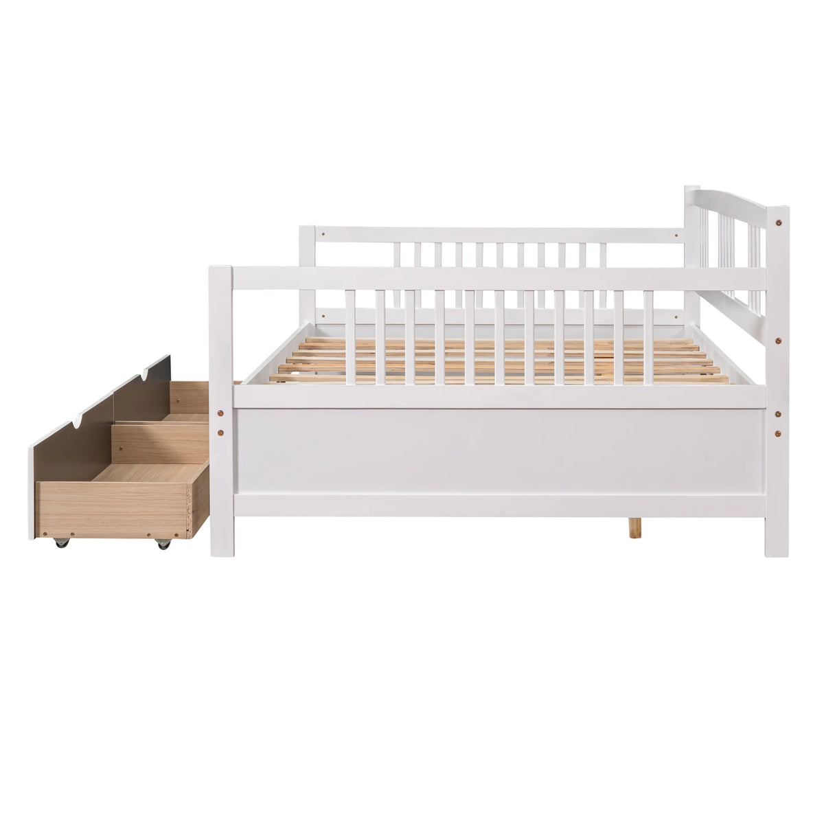 White Full Size Wood Daybed with Two Storage Drawers J772032
