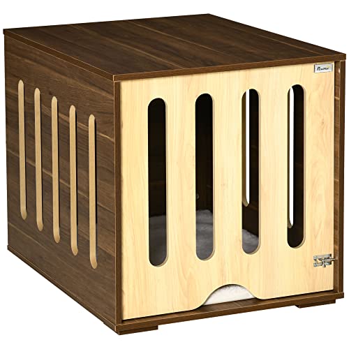 Brown Dog Crate End Table with Foam Cushion I401013