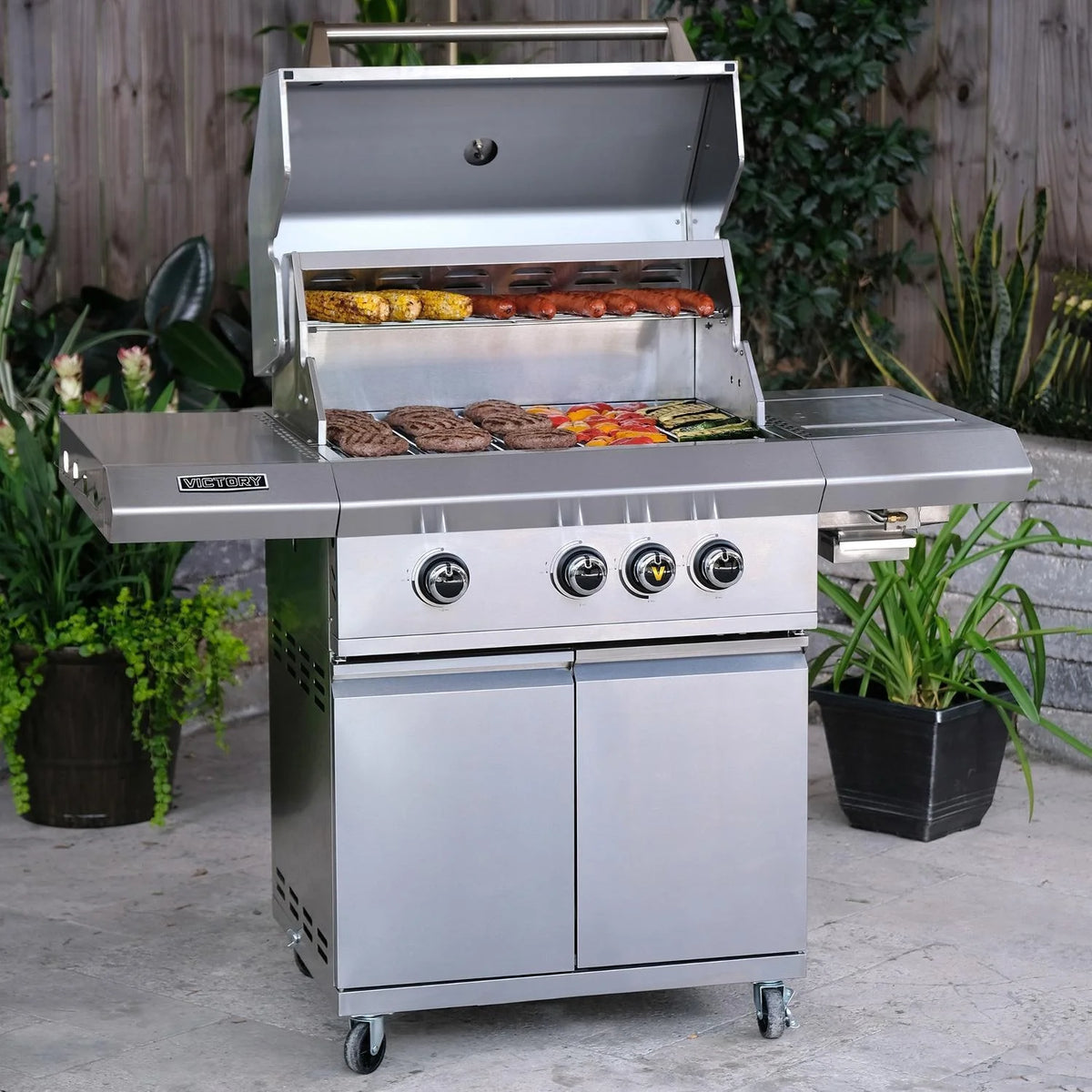 3-Burner Propane Gas Grill with Infrared Side Burner T133904