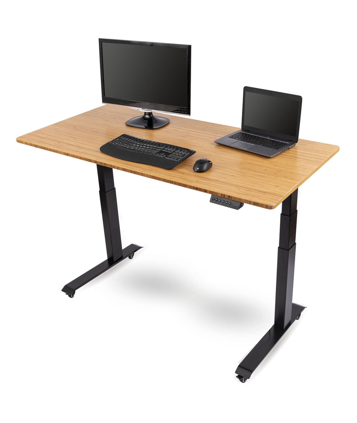 60" Black Bamboo Electric Height Adjustable Standing Desk H696928