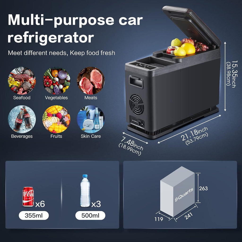 12 Volt Portable Car Refrigerator Freezer, 9 Quart J233046