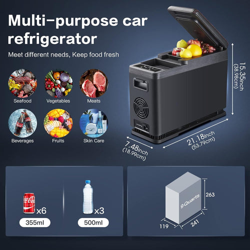 12 Volt Portable Car Refrigerator Freezer, 9 Quart J233046