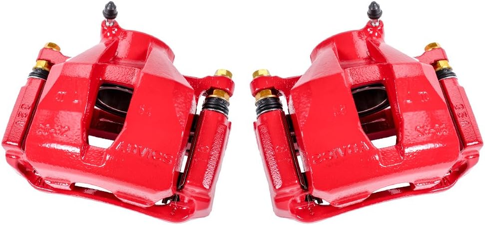 Red Coated Caliper Pair + Hardware Brake Kit R428