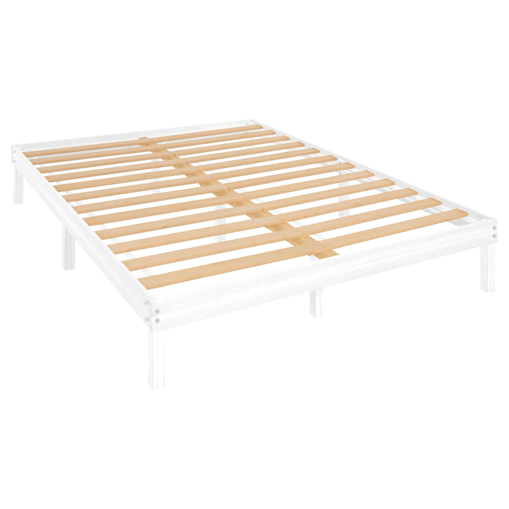 King Solid Wood Platform Bed Frame with Wooden Slats V89332