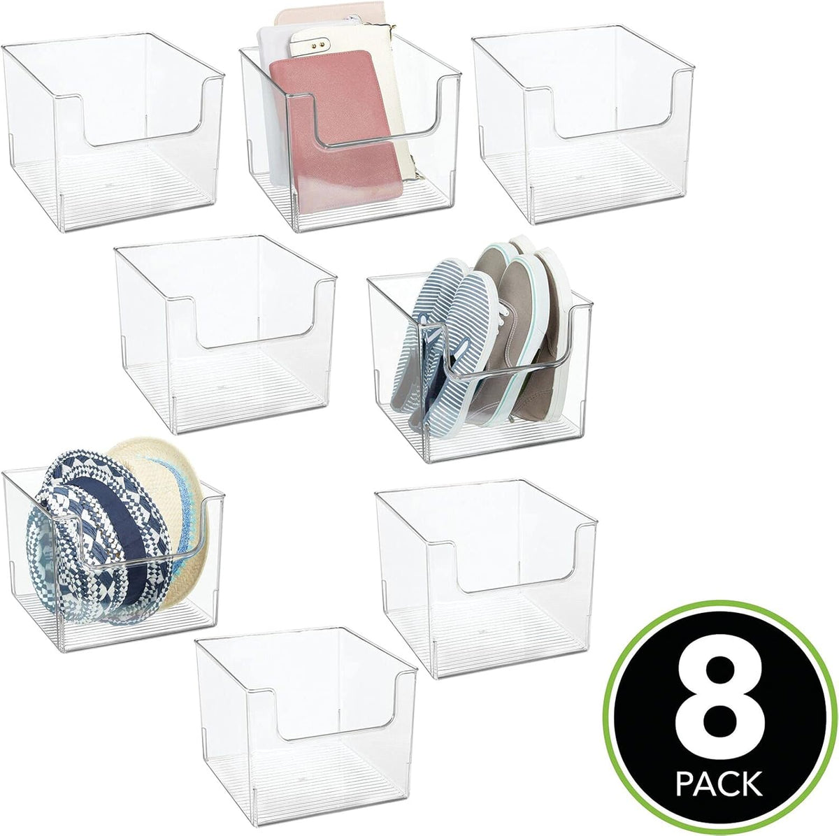 Clear Plastic Storage Basket Bin 8 Pack I73077