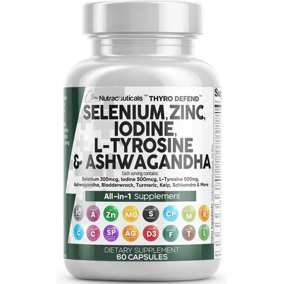 Selenium Zinc Iodine L Tyrosine Ashwagandha 60 Capsules J63514