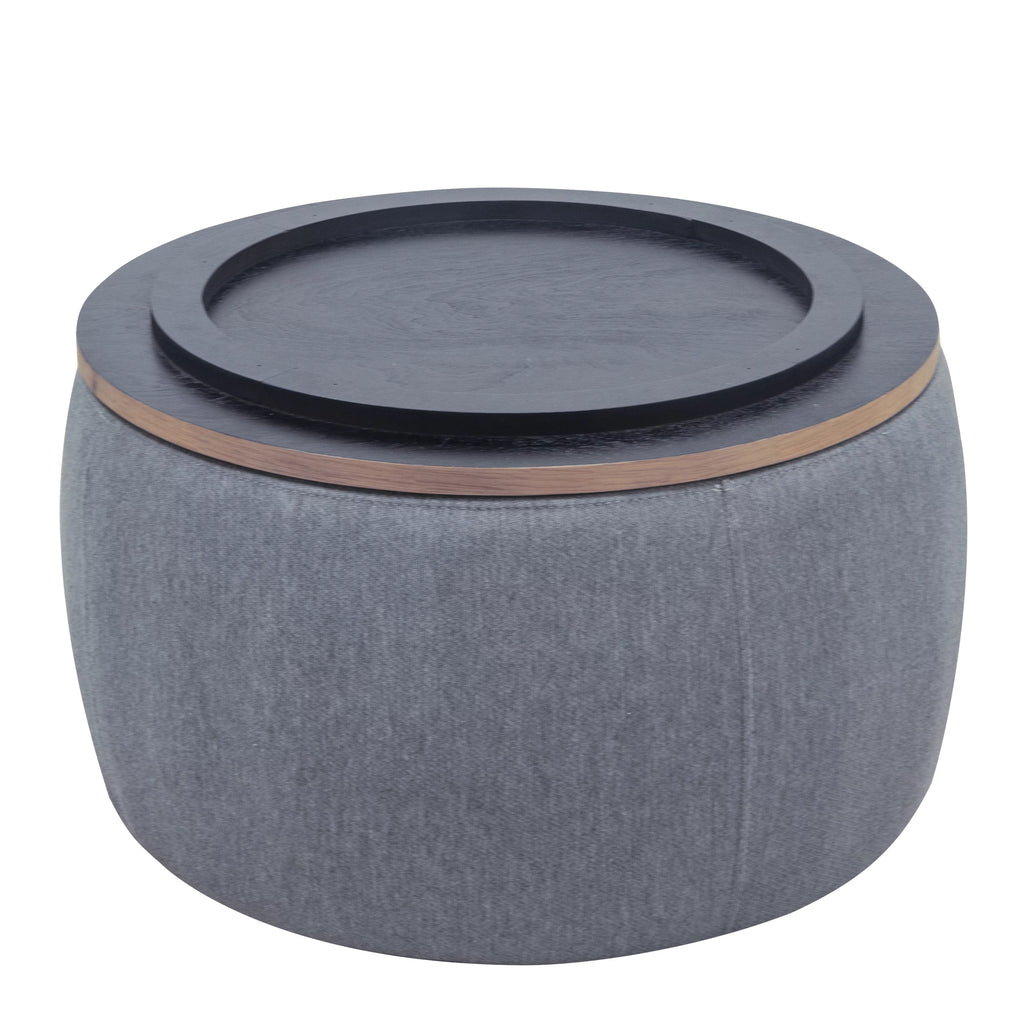 Dark Gray Round Storage Ottoman R6126