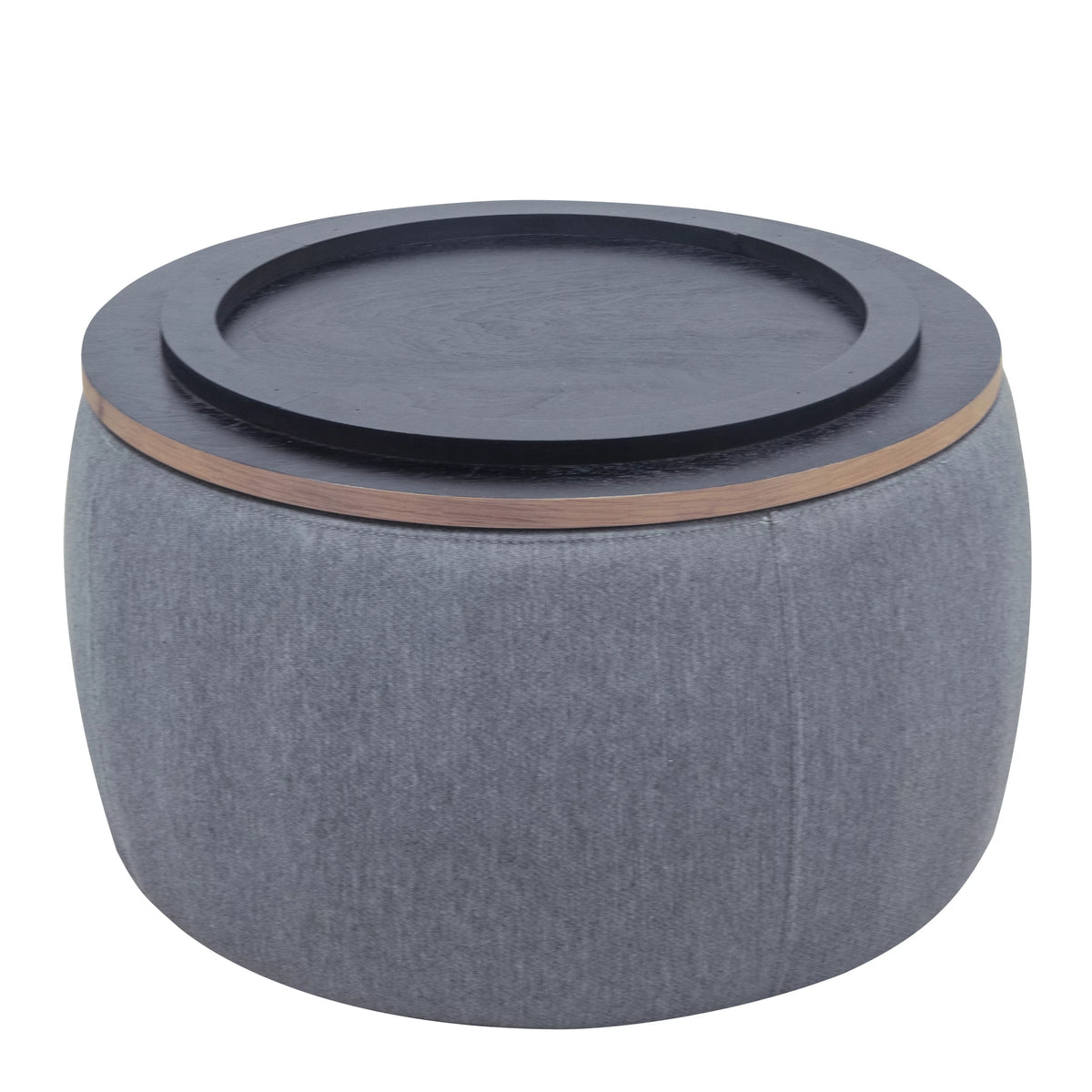 Dark Gray Round Storage Ottoman R6126