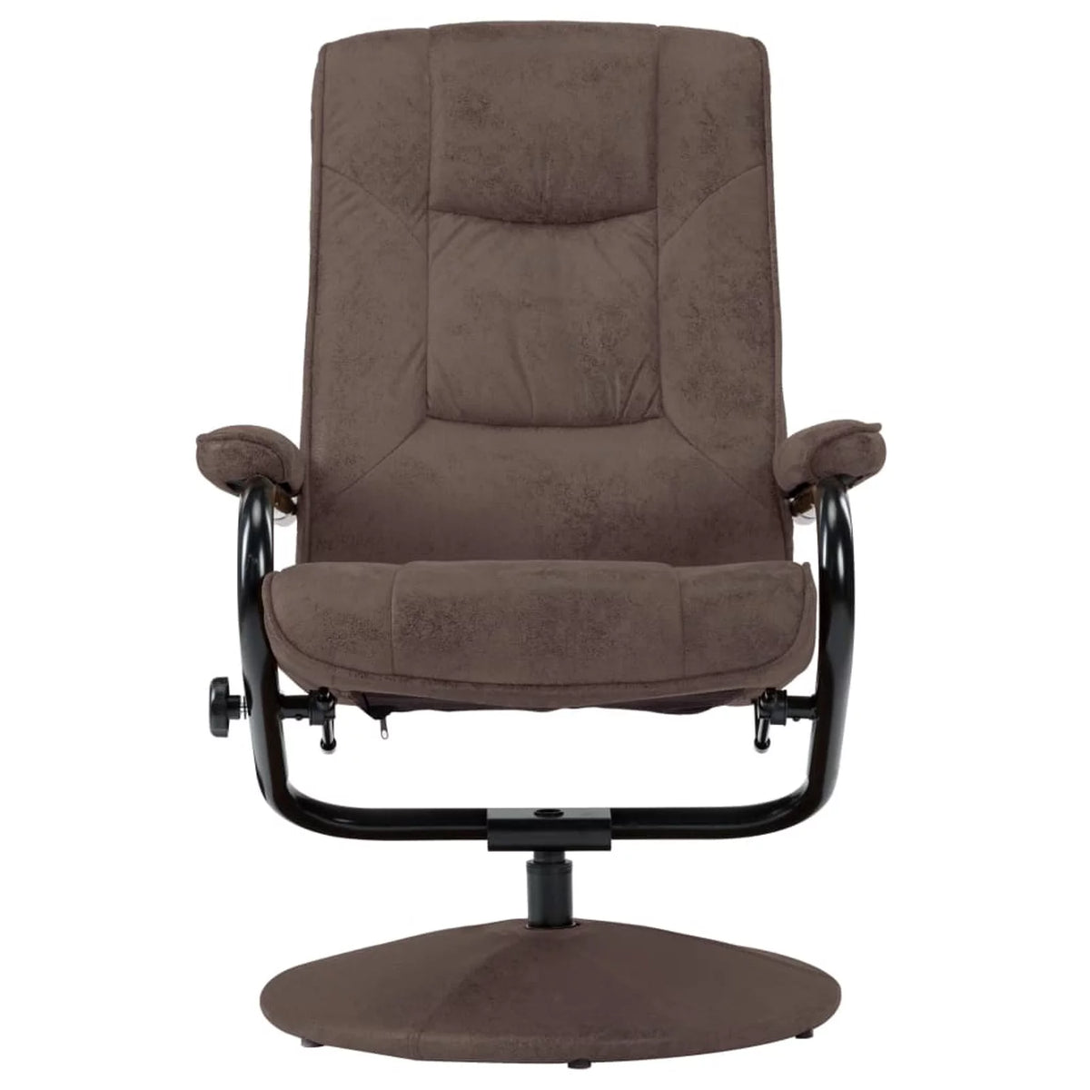 Brown Faux Suede Leather Swivel Recliner with Ottoman J343283