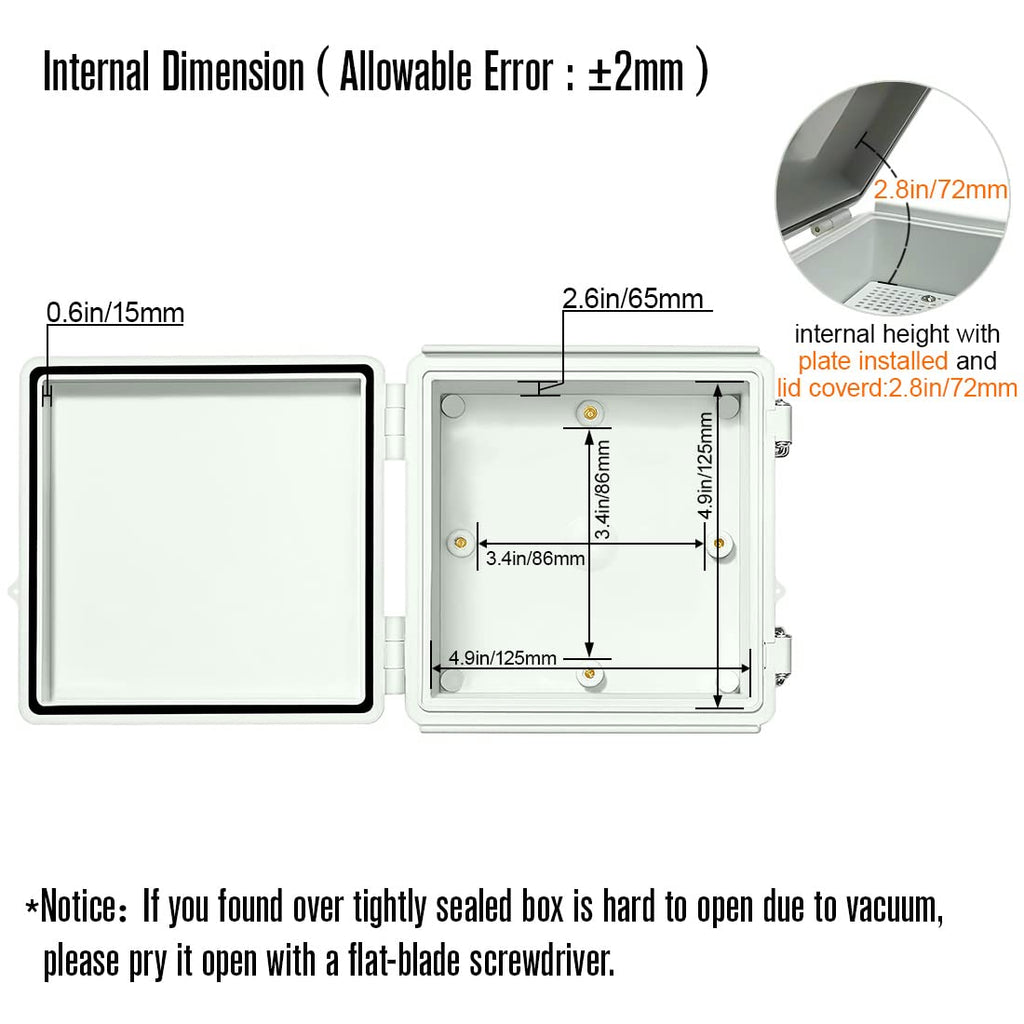 ABS IP67 Waterproof Junction Box with Mounting Plate 150x150x90mm Pack of 2 S36305