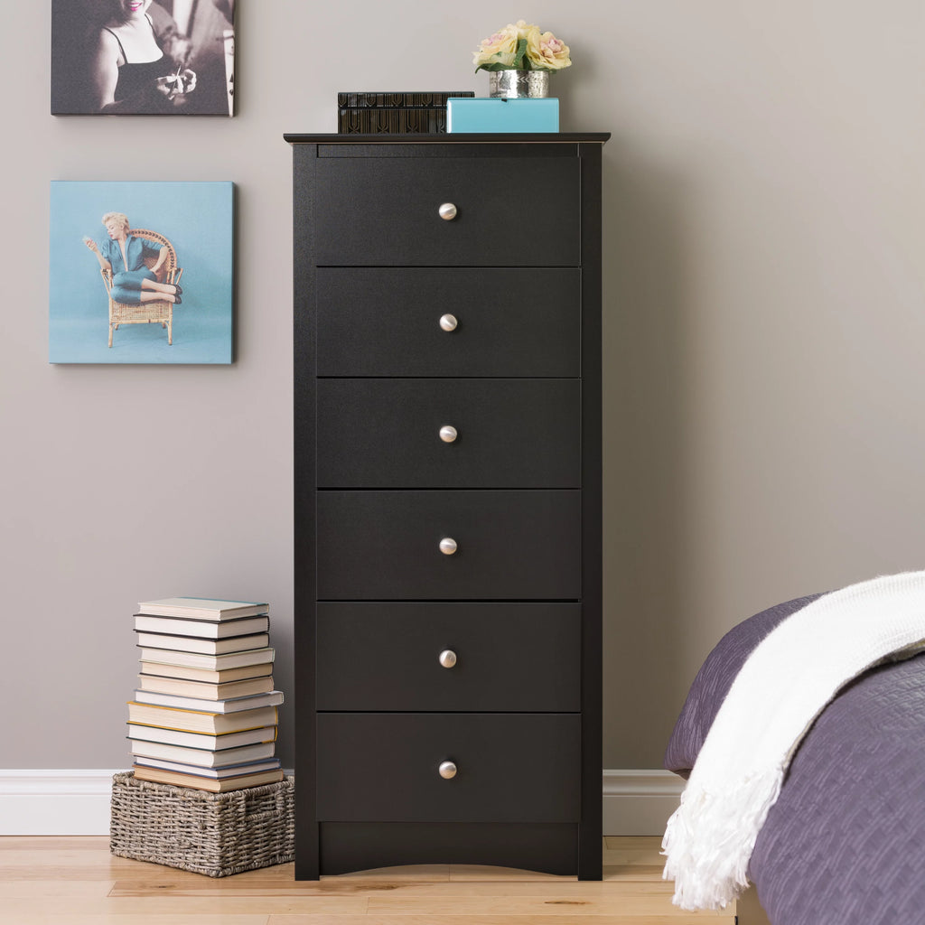 Black 6 Drawer Wooden Dresser K1948